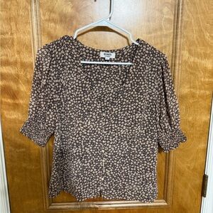 BB Dakota Brown and Cream Patterned Blouse